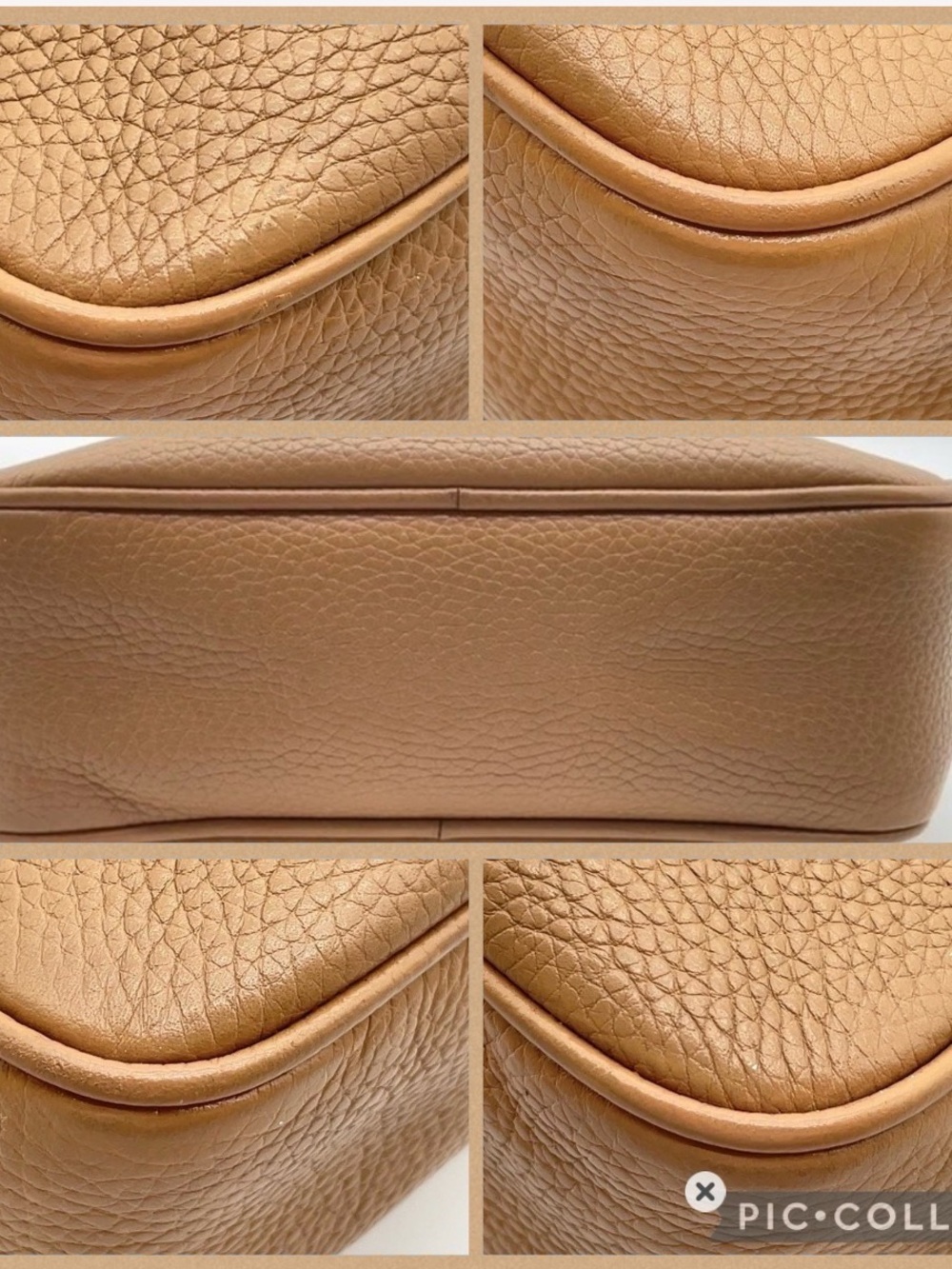 Auth GUCCI Sawhorse Small Disco Bag Pebbled Leather Beige 308364 W/Box/Dust-bag - Picture 8 of 11
